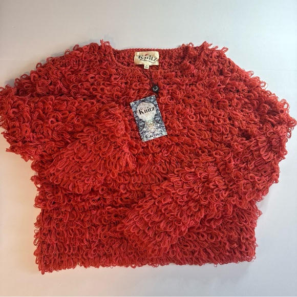 NWT New Knitz for For Love & Lemons Joplin Pullover Sweater Coral Salmon Small - Picture 2 of 13